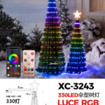 Albero di Natale altezza 1,6 metri con illuminazione smart 330 luci LED controllo tramite app o telecomando