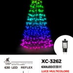 Albero di natale conico luminoso altezza 2,4 metri con 630 LED REFLEX RGB per uso interno/esterno 8 giochi luce
