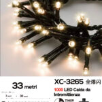 Catena luminosa da 33 metri con 1000LED REFLEX luce calda con flash intermittenza per uso interno/esterno funzione timer on/off