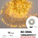 Catena luminosa da 18 metri con 1000 LED luce calda 800LED luce fissa 200LED luce intermittente flash per uso interno/esterno funzione timer on/off