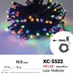 Catena luminosa da 10,5 metri con 100 LED luce multicolor per uso interno 8 giochi luce