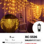Tenda luminosa da 6 metri a effetto pavone con 306 LED REFLEX luce calda alimentazione a corrente per uso interno/esterno