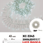 Catena luminosa da 43 metri con 2000 LED luce fredda per uso interno/esterno funzione timer on/off 8 giochi di luce