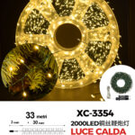 Catena luminosa 2000 micro LED luce calda da 33 metri con 8 giochi luce per uso interno/esterno