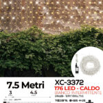 Tenda luminosa 7,5 metri con 176LED luce calda fissa + luce intermittente bianca con flash) con 8 giochi luce ip44 per uso interno esterno