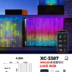 Tenda luminosa di Natale da 900 MicroLED RGB dimensioni 1,5m x 1,5m controllo tramite telecomando o app con funzione timer e ritmo di musica