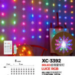 Tenda luminosa con fiocchi di neve illuminati 80 LED RGB controllo tramite app o telecomando