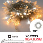 Catena luminosa da 13 metri con 100 LED totali luce calda fissa+bianca intermittente con flash per uso interno/esterno funzione timer on/off