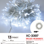 Catena luminosa da 13 metri con 100 LED totali luce fredda fissa+intermittente con flash per uso interno/esterno funzione timer on/off