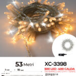 Catena luminosa da 53 metri con 500 LED totali luce calda fissa+intermittente con flash per uso interno/esterno funzione timer on/off