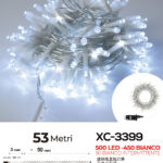 Catena luminosa da 53 metri con 500 LED totali luce fredda fissa+intermittente con flash per uso interno/esterno funzione timer on/off