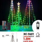 Albero di natale conico luminoso altezza 1,8 metri con 235 luci colorate LED RGB per uso interno/esterno controllo con telecomando