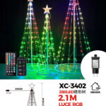 Albero di natale smart conico luminoso altezza 2,1 metri con 280 luci colorate LED RGB per uso interno/esterno
