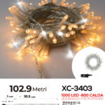 Catena luminosa da 103 metri con 1000 LED totali luce calda fissa+ luce fredda con flash per uso interno/esterno funzione timer on/off