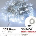 Catena luminosa da 103 metri con 1000 LED totali luce fissa+intermittente con flash per uso interno/esterno funzione timer on/off