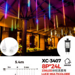 Tenda luminosa da 5,4 metri decorativa natalizia a forma di ghiaccioli con effetto pioggia 236 LED REFLEX luce RGB adatto per uso interno/esterno IP44