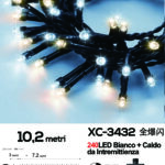 Catena luminosa da 10,2 metri con 240 LED REFLEX luce fredda+calda con flash intermittenza per uso interno/esterno funzione timer on/off