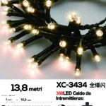 Catena luminosa da 13,8 metri con 360LED REFLEX luce calda con flash intermittenza per uso interno/esterno funzione timer on/off