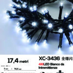 Catena luminosa da 17,4 metri con 480LED REFLEX luce fredda con flash intermittenza per uso interno/esterno funzione timer on/off