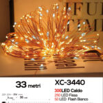 Catena luminosa 300 micro LED luce calda+flash luce fredda da 33 metri con 8 giochi luce per uso interno/esterno e funzione timer on/off