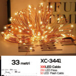 Catena luminosa 300 micro LED luce calda+flash luce da 33 metri con 8 giochi luce per uso interno/esterno e funzione timer on/off