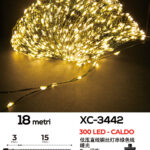 Catena luminosa 300 micro LED luce calda da 18 metri con 8 giochi luce per uso interno/esterno