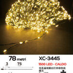 Catena luminosa 1500 micro LED luce calda da 78 metri con 8 giochi luce per uso interno/esterno e funzione timer on/off