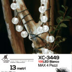 Catena luminosa da 13 metri a forma di perline con 100 LED luce fredda per uso interno/esterno 8 giochi luce