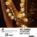 Catena luminosa da 13 metri a forma di perline con 100 LED luce calda per uso interno/esterno 8 giochi luce