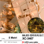 Catena luminosa 50 LED luce calda da 5 metri alimentazione a batterie (non incluse) per uso interno funzione timer on/off