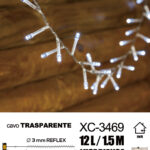 Catena luminosa 12 LED REFLEX luce bianca da 1,5 metri alimentazione a batterie (non incluse) per uso interno funzione timer on/off