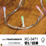 Catena luminosa 12 LED REFLEX luce multicolor da 1,5 metri alimentazione a batterie (non incluse) per uso interno funzione timer on/off