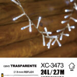 Catena luminosa 24 LED REFLEX luce bianca da 2,7 metri alimentazione a batterie (non incluse) per uso interno funzione timer on/off