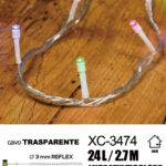 Catena luminosa 24 LED REFLEX luce multicolor da 2,7 metri alimentazione a batterie (non incluse) per uso interno funzione timer on/off