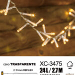 Catena luminosa 24 LED REFLEX luce calda da 2,7 metri alimentazione a batterie (non incluse) per uso interno funzione timer on/off