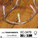 Catena luminosa 36 LED REFLEX luce multicolor da 3,9 metri alimentazione a batterie (non incluse) per uso interno funzione timer on/off