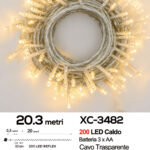 Catena luminosa da 20,3 metri 200 LED REFLEX luce calda con luce fissa+7 giochi alimentazione a batterie (non incluse) per uso interno/esterno funzione timer on/off