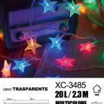 Pendente luminoso Natalizio 2,3 metri a forma di stelle 20 LED REFLEX luce multicolor alimentazione a batterie (non incluse) uso interno