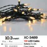 Catena luminosa da 10,3 metri 100 LED REFLEX luce calda con luce fissa+7 giochi alimentazione a batterie (non incluse) per uso interno/esterno funzione timer on/off