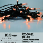 Catena luminosa da 10,3 metri 100 LED REFLEX luce arancione con luce fissa+7 giochi alimentazione a batterie (non incluse) per uso interno/esterno funzione timer on/off
