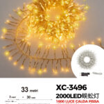 Catena luminosa da 33 metri con 2000 LED luce calda 1600LED luce fissa 400LED luce intermittente flash per uso interno/esterno funzione timer on/off