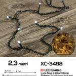 Catena luminosa 20 LED luce bianca da 2,3 metri alimentazione a batterie (non incluse) per uso interno funzione timer on/off