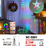 Albero di natale smart conico luminoso altezza 2,1 metri con 390 luci colorate LED RGB per uso interno/esterno controllo con telecomando