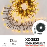 Catena luminosa da 33 metri con 2000 LED luce calda 1600LED luce fissa 400LED luce intermittente flash per uso interno/esterno funzione timer on/off