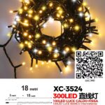 Catena luminosa da 18 metri con 300 LED totali luce calda fissa+intermittente calda e fredda con flash per uso interno/esterno funzione timer on/off