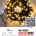Catena luminosa da 53 metri con 1000 LED totali luce calda fissa+intermittente e fredda con flash per uso interno/esterno funzione timer on/off