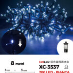 Catena luminosa da 8 metri con 300 LED totali luce bianca fissa+intermittente con flash per uso interno/esterno