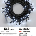 Catena luminosa da 10,3 metri 100 LED REFLEX luce bianca con luce fissa+7 giochi alimentazione a batterie (non incluse) per uso interno/esterno funzione timer on/off
