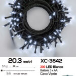 Catena luminosa da 20,3 metri 200 LED REFLEX luce bianca con luce fissa+7 giochi alimentazione a batterie (non incluse) per uso interno/esterno funzione timer on/off