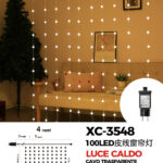 Tenda luminosa natalizia da 4 metri 100 LED luce calda a forma di perline alimentazione a corrente con 8 giochi luce indicato per uso interno